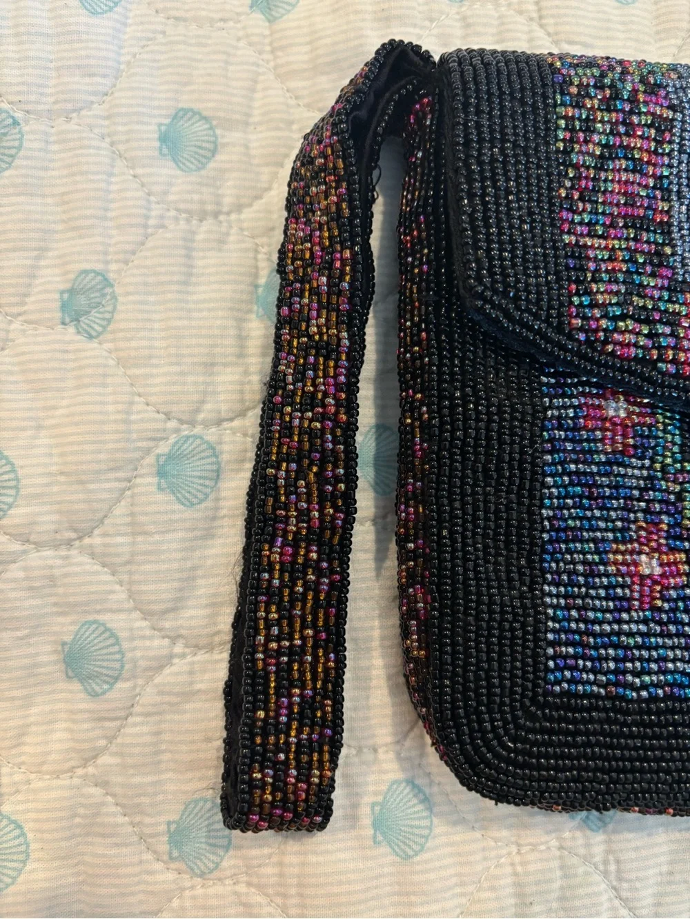 Vintage Beaded glam Wristlet Clutch Geometric Boho Festival Southwestern Bag
